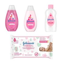 Kit Johnson's Baby Shampoo + Condicionador + Óleo + Lenço - Johnsons Baby