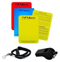 Kit Juiz De Futsal Cartão + Apito Profissional Cardeal + Cordão Poker