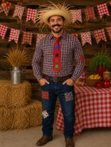 Kit Junino Adulto Chapéu De Palha Desfiado Gravata Remendo Bigode Festa Junina Kit Junino Adulto Chapéu De Palha Desfiado Gravata Remendo Bigode Festa Junina