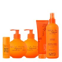 Kit K.Pro Profissional Petit Kids Shampoo Condicionador Leave-in Pomada Cera (5 produtos)