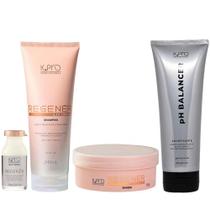 Kit K.Pro Regenér Shampoo 240ml + Máscara 165g + Ampola 10ml + pH Balancer Acidificante 230g