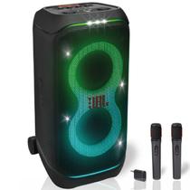Kit Karaokê Jbl Partybox 320 Bateria Microfone Duplo S/ Fio