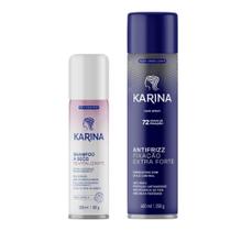 Kit Karina Hair Spray Extra Forte 400ml Shampoo a Seco Revitalizante