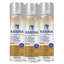 Kit Karina Retoque Capilar Temporário Raiz e Fios Brancos Loiro 75ml Com 3 Kit Karina Retoque Capilar Temporário Raiz e Fios Brancos Loiro 75ml Com 3