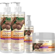 Kit Karite Especialidades HeadLine Linha Completa Profissional 4 Produtos Hidratação Vegano 500ml