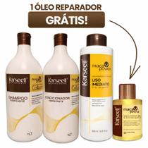 Kit Karseell Collagen Progressiva Liso Imediato 500ml Shampoo Condicionador e Óleo Reparador Grátis