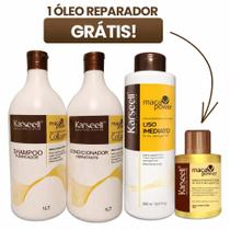 Kit Karseell Collagen Progressiva Liso Imediato 500ml Shampoo Condicionador e Óleo Reparador Grátis Kit Karseell Collagen Progressiva Liso Imediato 500ml Shampoo Condicionador e Óleo Reparador Grátis