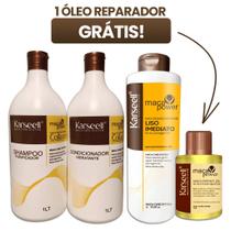 Kit Karseell Collagen Progressiva Liso Imediato Shampoo Condicionador e Óleo Reparador Grátis