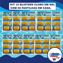 Kit KEEP CLOR Pastilhas em Gel Clarificante 10 Blisters (6 Unidades de 30g) Clarificante para Piscinas Água Crista