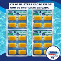 Kit KEEP CLOR Pastilhas em Gel Clarificante 4 Blisters (6 Unidades de 30g) Clarificante para Piscinas Água Cristal