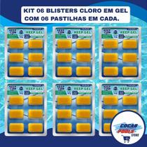 Kit KEEP CLOR Pastilhas em Gel Clarificante 6 Blisters (6 Unidades de 30g) Clarificante para Piscinas Água Cristal