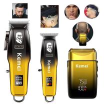 Kit Kemei KM-8501 Completo de Máquinas de Corte e Acabamento Profissional Recarregável