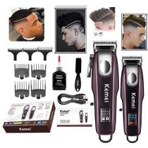Kit Kemei KM - 8526 Completo de Máquinas de Corte e Acabamento Profissional Recarregável Kit Kemei KM - 8526 Completo de Máquinas de Corte e Acabamento Profissional Recarregável