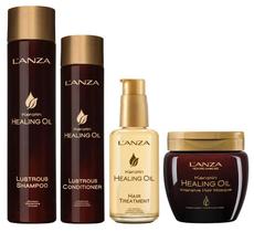 Kit Keratin Shampoo, Cond. Lustrous, Oil Hair e Masque Lanza