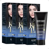 Kit Kert Keraton: 3 Tonalizantes Banho de Brilho Vegan Cinza Carvão 100g