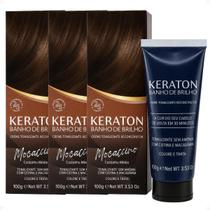 Kit Kert Keraton: 3 Tonalizantes Banho de Brilho Vegan Mocaccino Castanho Médio 100g Kit Kert Keraton: 3 Tonalizantes Banho de Brilho Vegan Mocaccino Castanho Médio 100g