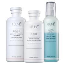 Kit Keune Care Keratin Smooth - Shampoo 300ml + Condicionador 250ml + Leave-in 2-Phase Spray 200ml