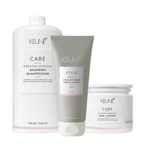 Kit Keune Care Keratin Smooth Shampoo Litro Máscara e Style Straight Cream Nº57 (3 produtos)