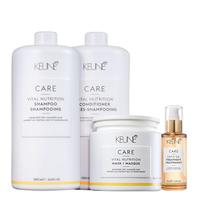 Kit Keune Care Vital Nutrition Shampoo 1000ml + Condicionador 1000ml + Máscara 500ml + Satin Oil 95ml