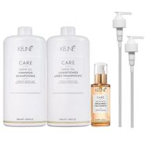 Kit Keune Care Vital Nutrition Shampoo 1000ml e Condicionador 1000ml + Satin Oil 95ml + Válvulas Pump