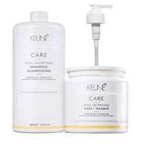 Kit Keune Care Vital Nutrition Shampoo 1000ml + Máscara 500ml + Válvula Pump