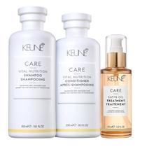 Kit Keune Care Vital Nutrition Shampoo 300ml e Condicionador 250ml + Satin Oil 95ml