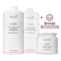 Kit Keune Color Brillianz Shampoo 1000ml, Condicionador 1000ml, Máscara 500ml + Mochila