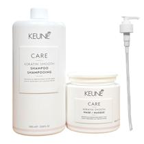 Kit Keune Keratin Smooth - Shampoo 1L + Máscara 500ml + Válvula Pump