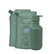 Kit Keune So Pure Cool Shampoo Refil Extra e Dispenser (3 produtos)