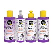 Kit Kids com Shampoo + Condicionador + Creme para Pentear + Spray Desembaraçante Meu Lisinho Salon Line - Meu Liso