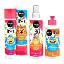 Kit Kids com Shampoo + Condicionador + Creme para Pentear + Spray Desembaraçante Meu Lisinho Salon Line - Meu Liso