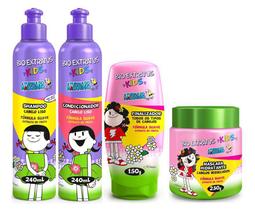 Kit Kids Para Cabelo Liso Shampoo + Condicionador 240ml + Finalizador + Máscara Bio Extratus