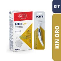 Kit KIN ORO 96 Pastilhas + 1 Escova Limpeza de Próteses e Aparelhos