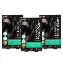 Kit Kiss New York Color Change: 3 Shampoo Tonalizante Preto