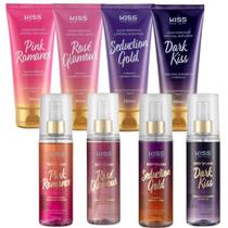 Kit Kiss New York Loção Corporal e Body Splash: Rosé Glamour, Seduction Gold, Dark Kiss e Pink Romance 180ml Kit Kiss New York Loção Corporal e Body Splash: Rosé Glamour, Seduction Gold, Dark Kiss e Pink Romance 180ml