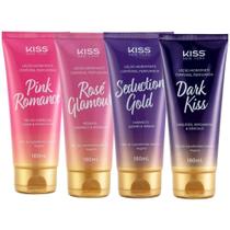 Kit Kiss New York Loção Corporal: Rosé Glamour, Seduction Gold, Dark Kiss e Pink Romance 180ml