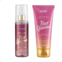 Kit Kiss New York Rosé Glamour: Body Splash 200ml e Loção Hidratante 180ml