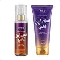 Kit Kiss New York Seduction Gold: Body Splash 200ml e Loção Hidratante 180ml