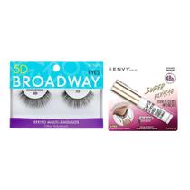 Kit Kiss Ny Cílios 5D Broadway 02+Cola De Cílios Postiços 5G