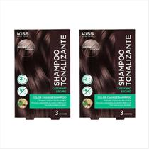 Kit Kiss Ny Shampoo Tonalizante Castanho Escuro Com 2 Un