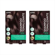 Kit Kiss NY Shampoo Tonalizante Castanho Escuro Com 2 un