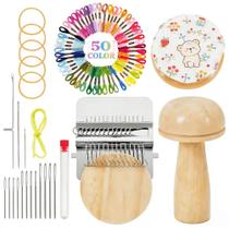 Kit Knit Patch Darning Kit Mini Darning Loom com 14 ganchos e 14 agulhas Kit Knit Patch Darning Kit Mini Darning Loom com 14 ganchos e 14 agulhas