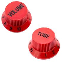 Kit Knob Plástico tone e volume guitarra strato Vermelho