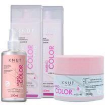 Kit KNUT AMINO COLOR: Shampoo 250ml + Condicionador 250ml + Máscara 300g + Leave-in Spray 200 ml