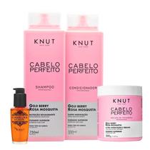 Kit Knut Cabelo Perfeito Sh 750ml Cond 550ml Másc 500g + Oléo Camelina e Ojon 35ml