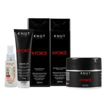 Kit KNUT K-FORCE: Shampoo 250ml + Condicionador 250ml + Máscara 300g + Leave-in Spray 70 ml + Hair Remedy 130g