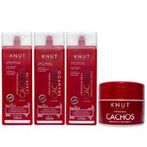 Kit Knut Tratamento Ondas Cachos Shampoo 250ml Condicionador 250ml Máscara 300g Leave-In 250ml