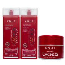 Kit Knut Tratamento Ondas Cachos Shampoo 250ml Condicionador 250ml Máscara Hidratação 300g