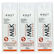 Kit Knut Tratamento Shampoo 250ml Condicionador 250ml Leave-In Hidratação Proteção Térmica 250ml