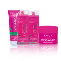 Kit Knut Vegan7: Shampoo 250ml + Condicionador 250ml + Máscara 300g + Hair Remedy 130g